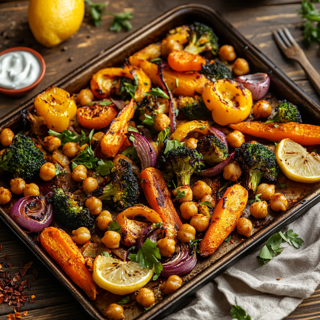 Légumes Rôtis et Pois Chiches : Une Recette Simple et Savoureuse à&nbsp;Partager