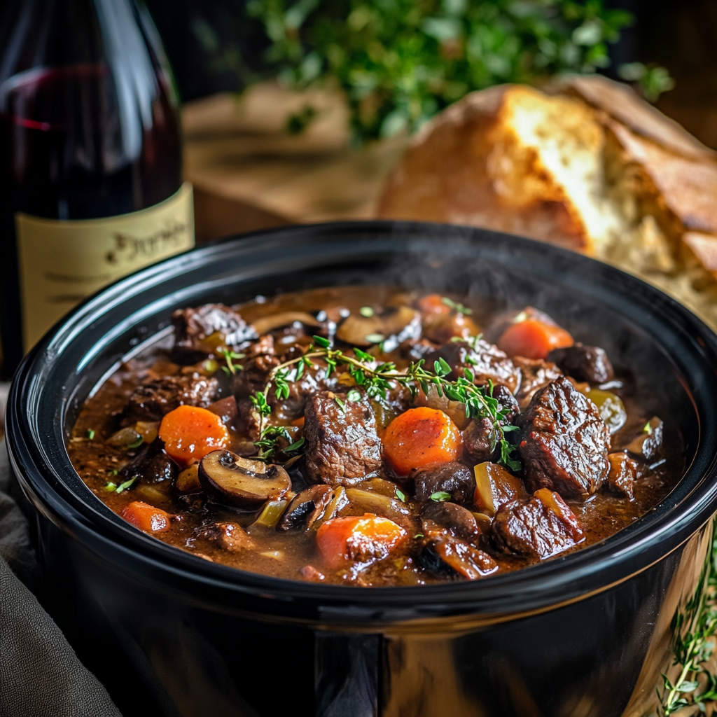 Bœuf Bourguignon à la Mijoteuse : Un Plat Convivial et Savoureux pour les Soirées&nbsp;d&rsquo;Hiver
