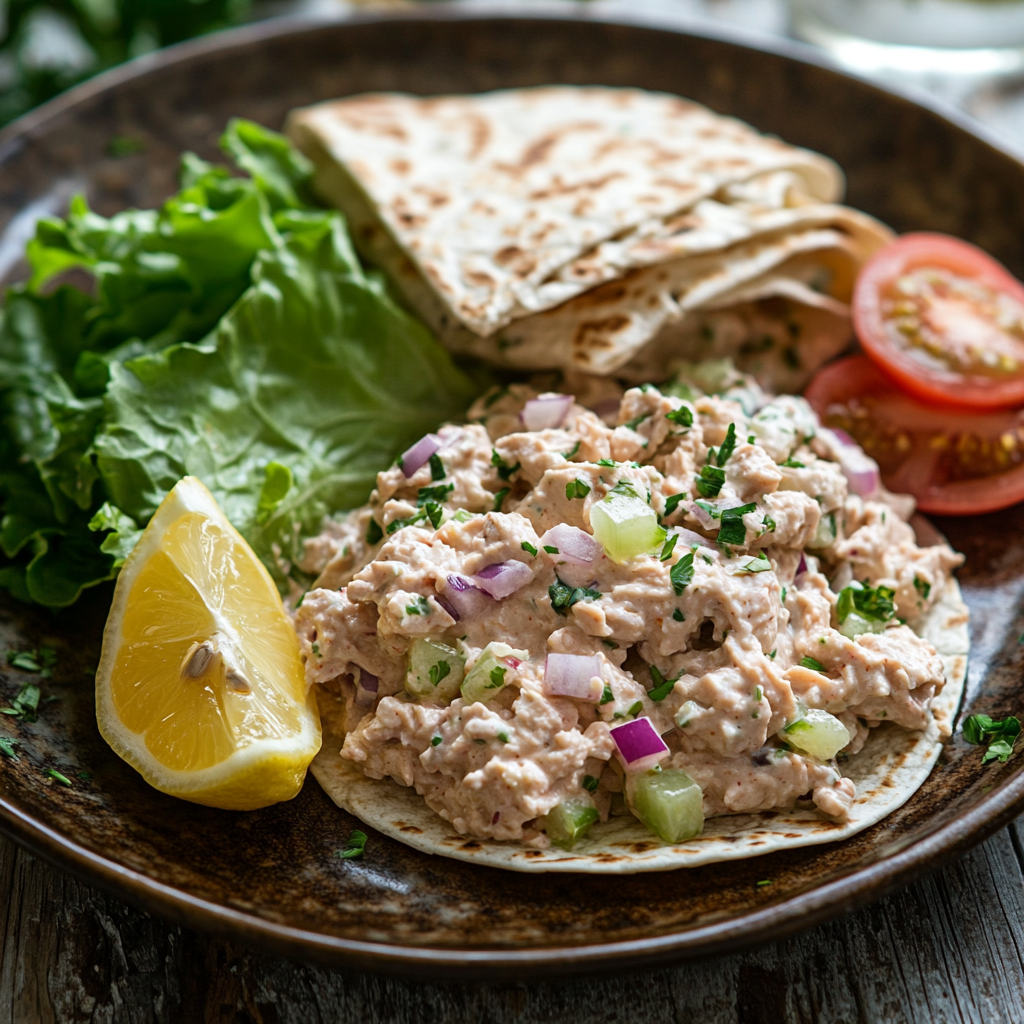 Salade de thon crémeuse : parfaite pour wraps, sandwichs et galettes de riz